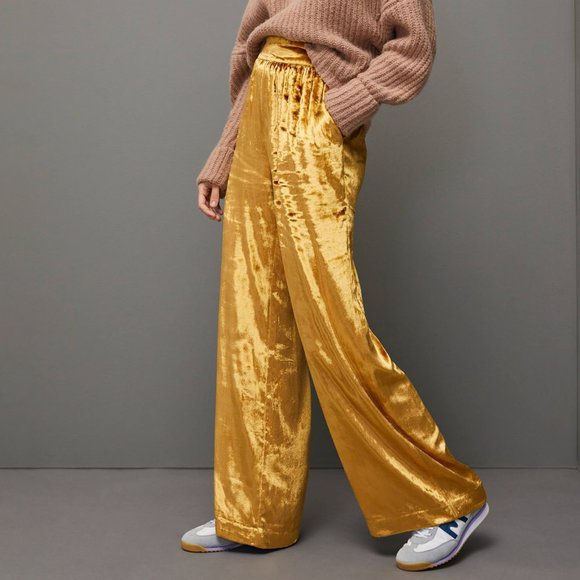 NWOT Anthropologie Anastacia Velvet Wide-Leg Pants